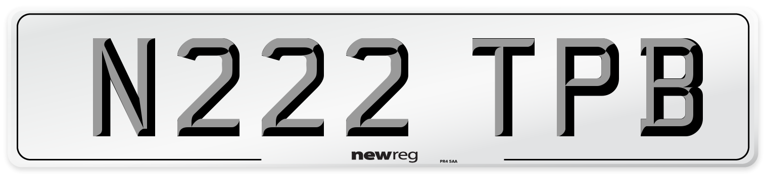 N222 TPB Number Plate from New Reg